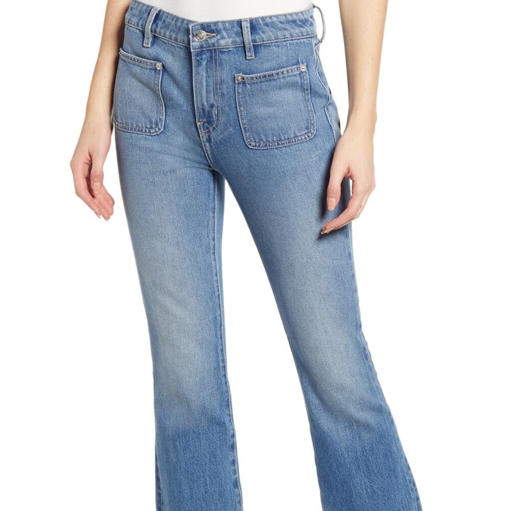 Current/Elliot Jeans Straight Leg Crop Medium Wash Denim Size 23